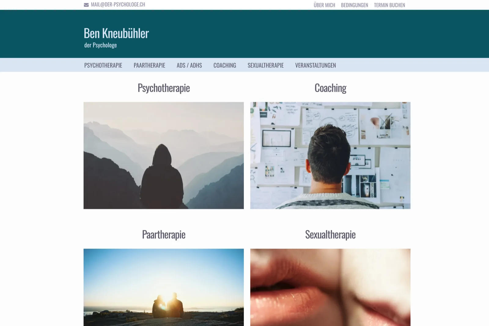 Bildschirmfoto der Website der-psychologe.ch