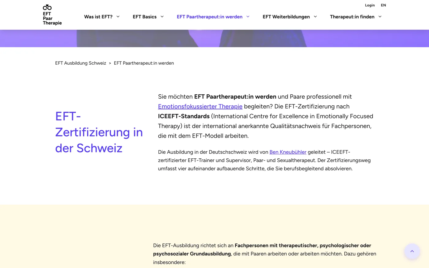 Ausbildungsweg für Fachpersonen