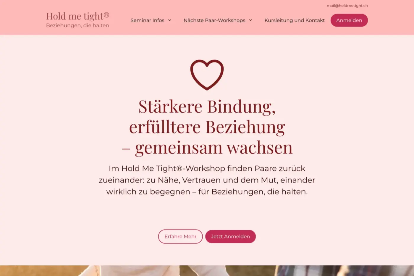 Bildschirmfoto der Website Hold me tight