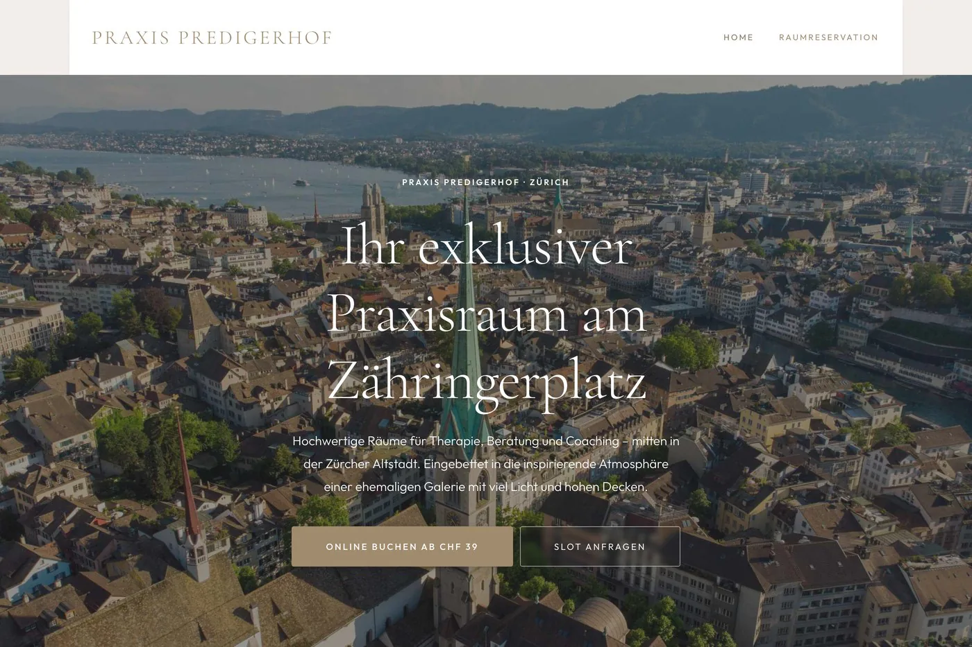 Bildschirmfoto der Website Praxis Predigerhof