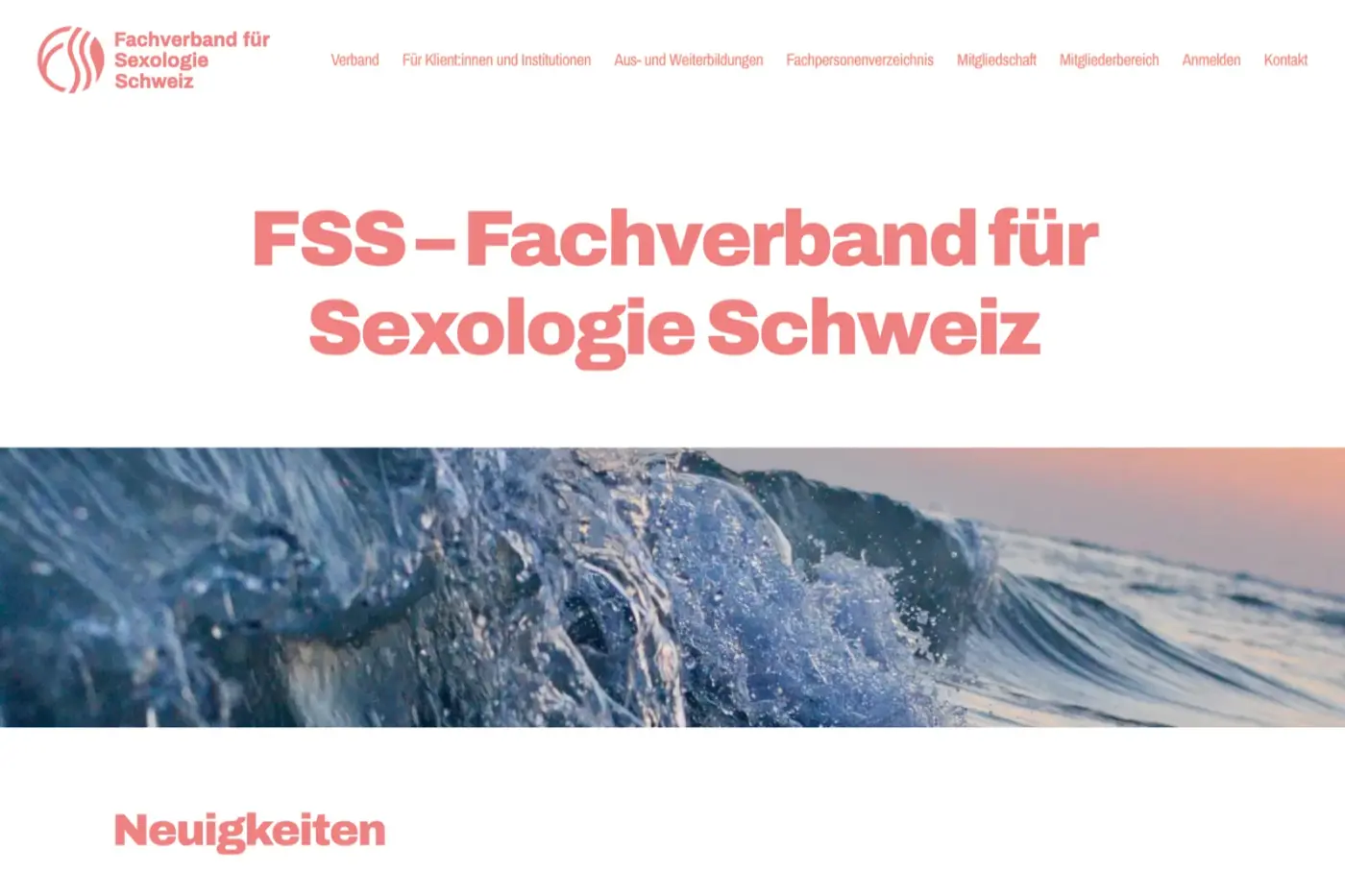 Bildschirmfoto der Website Fachverband für Sexologie Schweiz